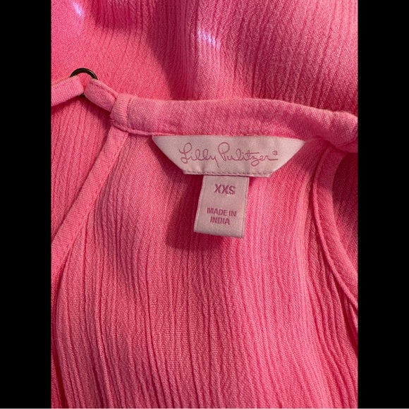 LILLY PULITZER Dusk Racerback Tank Top blouse Shirt Neon Kin Royal Pink Rayon - Picture 11 of 14